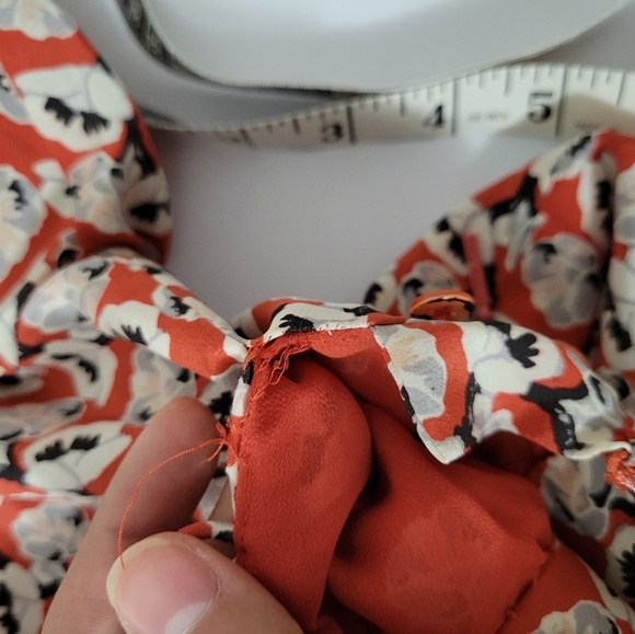 Tory Burch Orange Poppy Floral Print Silk Maximalist Long Sleeve Tunic Dress - Picture 9 of 15